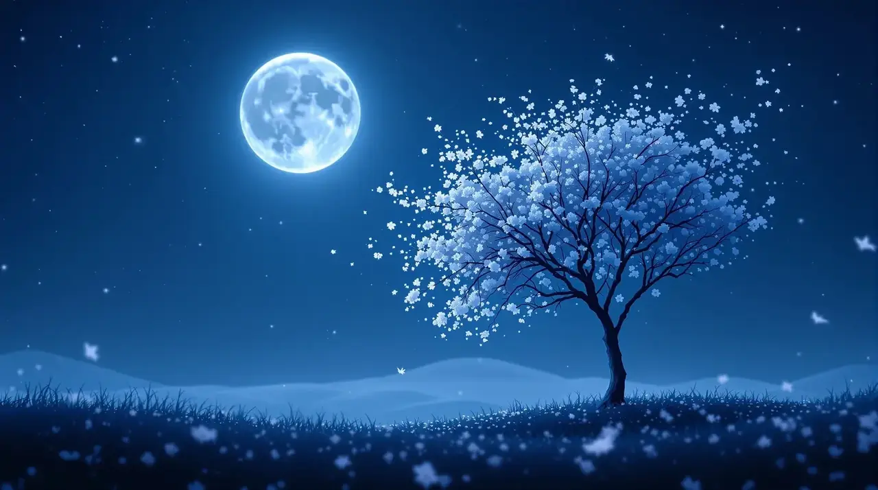 月夜槐树月光背景